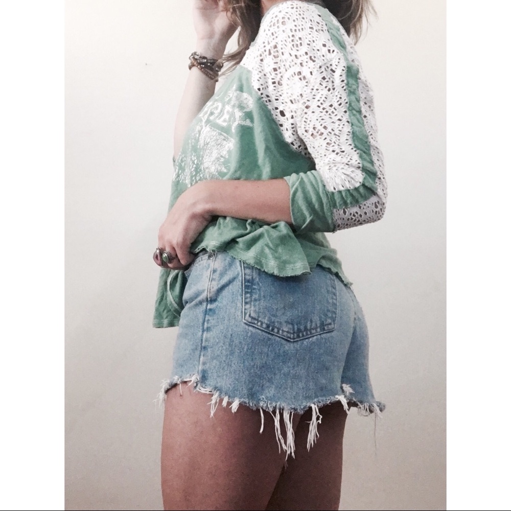 Free People Lace Graphic Tee Shirt